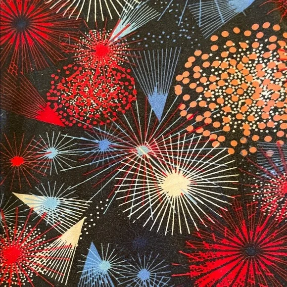 LuLaRoe butter soft Firework Pattern Leggings - Black, Red, and Blue - Picture 2 of 3